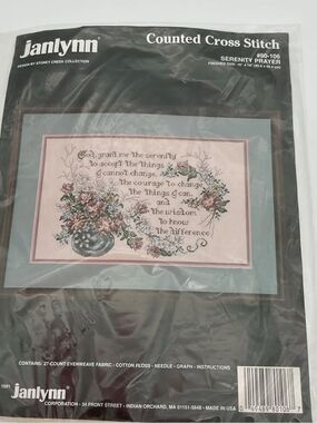 Janlynn 'Serenity Prayer' Counted Cross Stitch Kit Floral